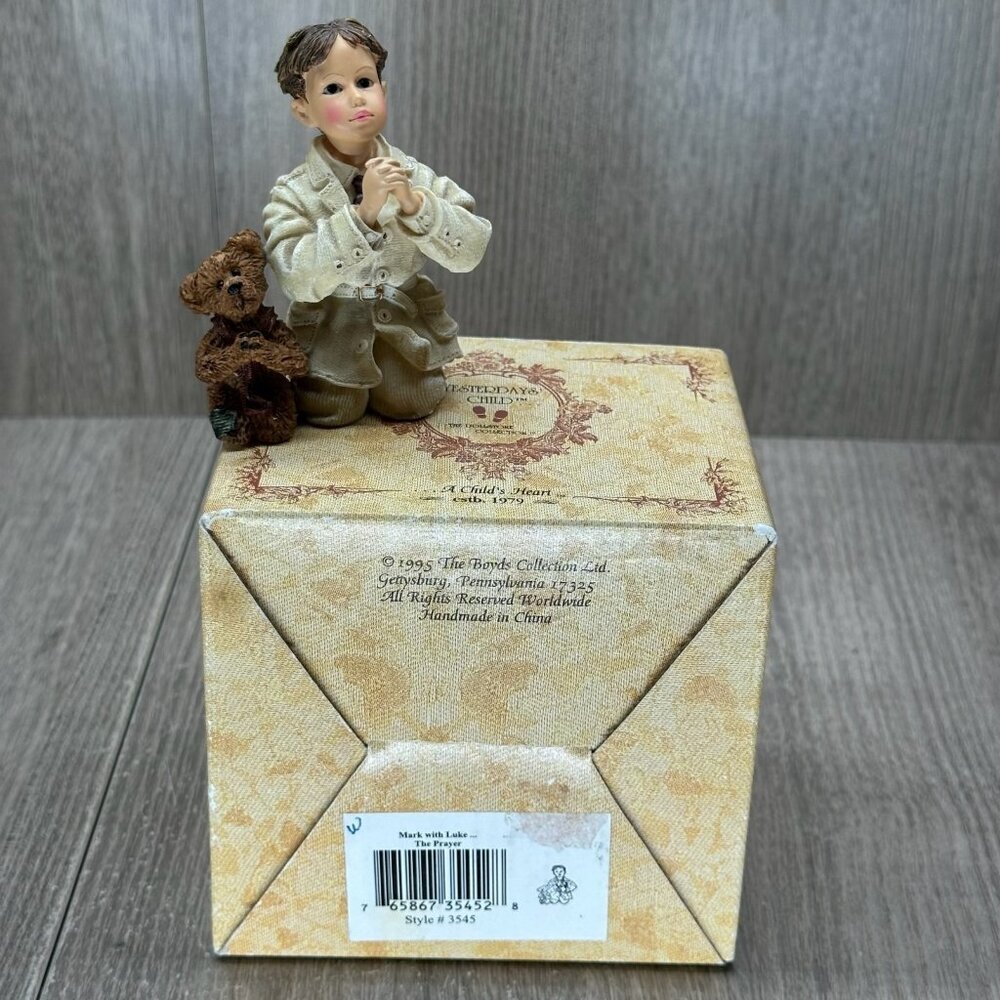 Boyds Bear Yesterdays' Child Dollstone Mark w/ Luke The Prayer Figurine # 3545 - Picture 3 of 11